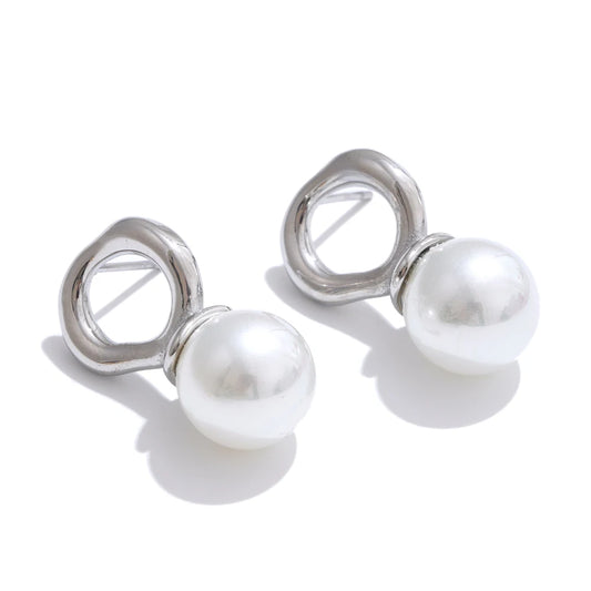 Simulated pearl modern stud earrings - product image