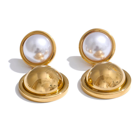Simulated pearl round daily drop earrings - product image