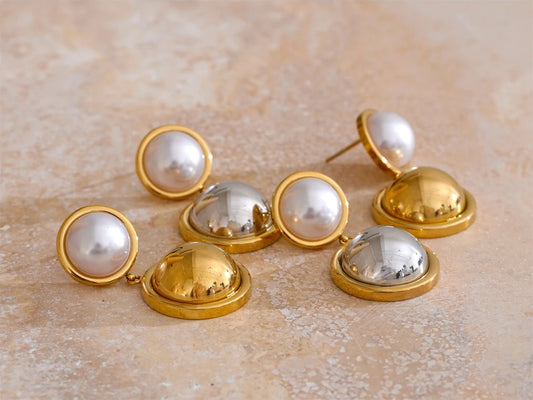 Simulated pearl round daily drop earrings - product image