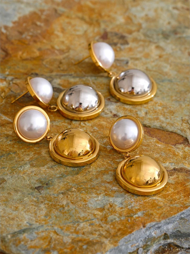 Simulated pearl round daily drop earrings - product image