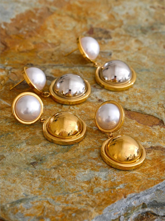 Simulated pearl round daily drop earrings - product image