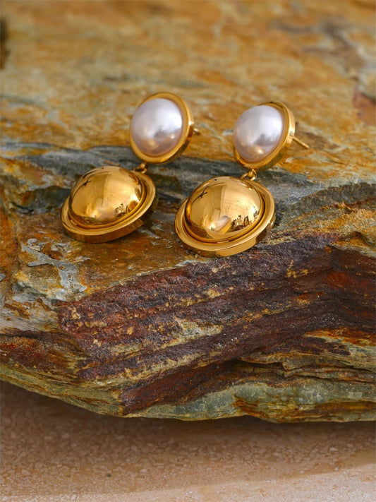 Simulated pearl round daily drop earrings - product image