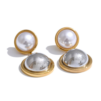 Simulated pearl round daily drop earrings - product image