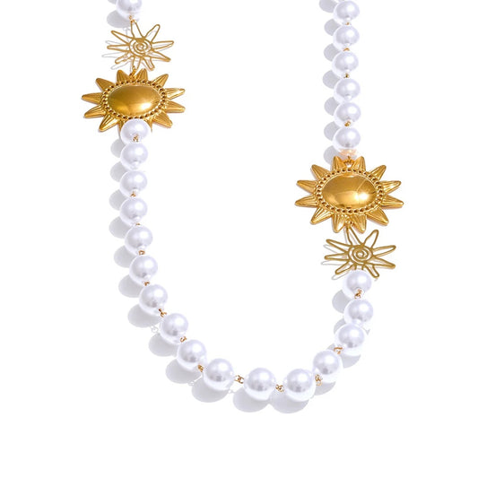 Simulated pearl sun chain necklace women's autumn winter - product image