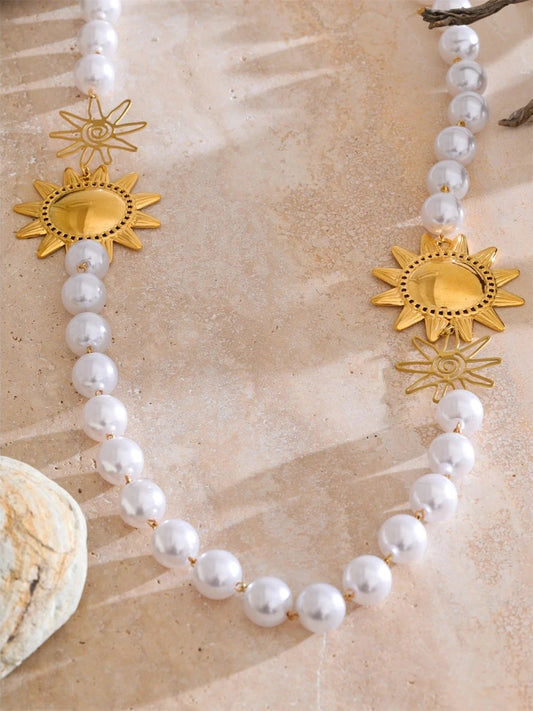 Simulated pearl sun chain necklace women's autumn winter - product image