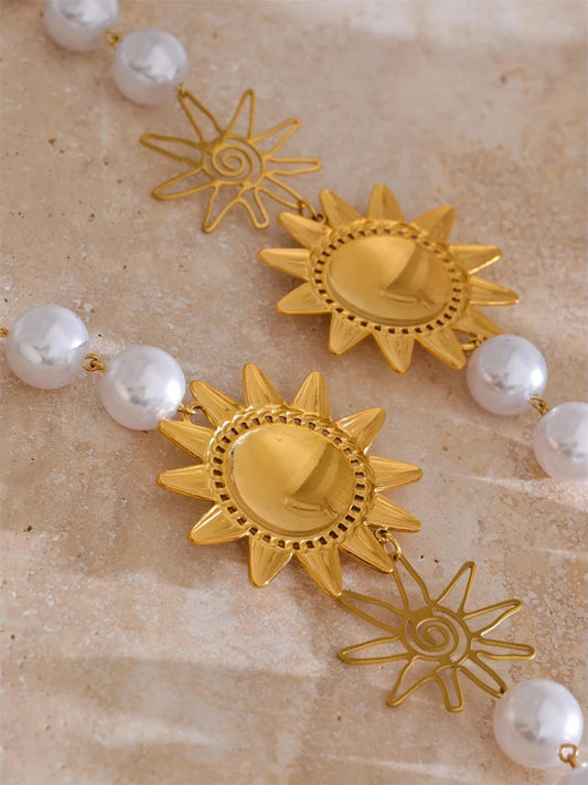 Simulated pearl sun chain necklace women's autumn winter - product image