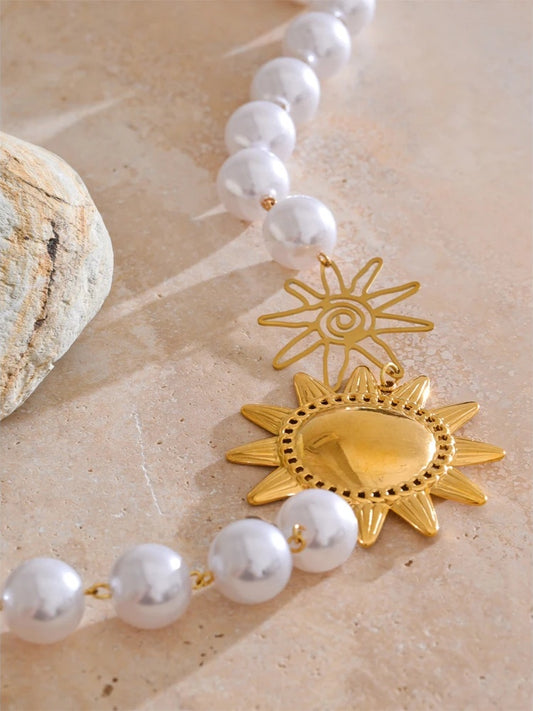 Simulated pearl sun chain necklace women's autumn winter - product image