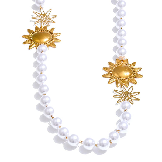 Simulated pearl sun chain necklace women's autumn winter - product image