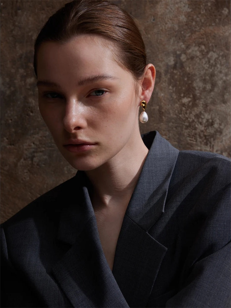 Simulated pearls contemporary drop elegant earrings - product image
