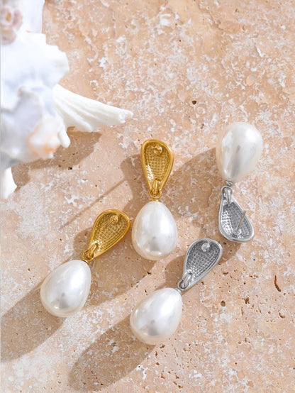 Simulated pearls contemporary drop elegant earrings - product image
