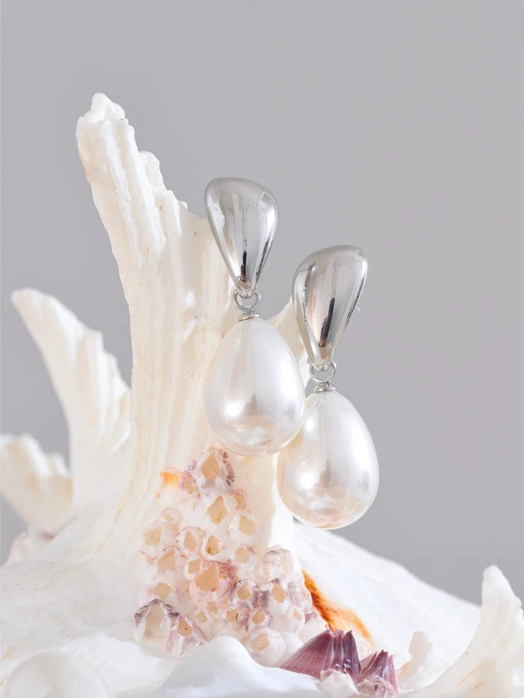 Simulated pearls contemporary drop elegant earrings - product image