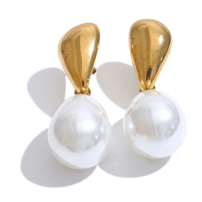 Simulated pearls contemporary drop elegant earrings - product image