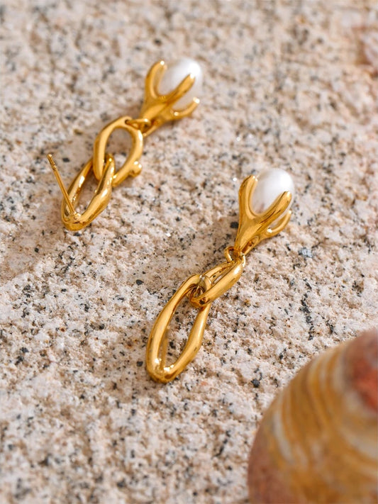 Simulated pearls drop contemporary earrings - product image