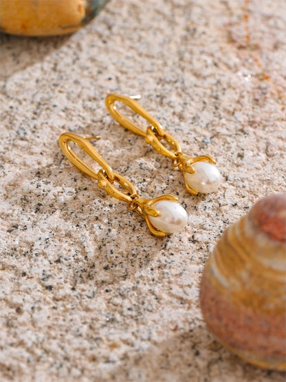 Simulated pearls drop contemporary earrings - product image