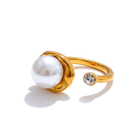 Simulated pearls open contemporary ring - product image