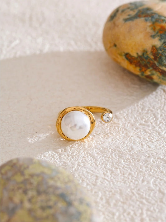 Simulated pearls open contemporary ring - product image