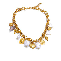Simulated Pearls Seashell Turtle Conch Heart Necklace
