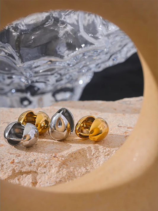 Sleek double face abstract hoop earrings - product image