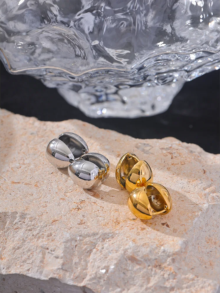 Sleek double face abstract hoop earrings - product image