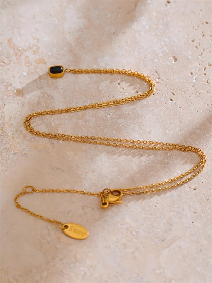 Small rectangle crystal pendant necklace - product image