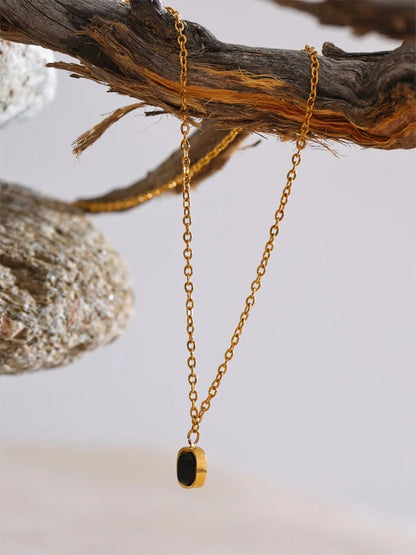 Small rectangle crystal pendant necklace - product image