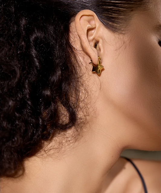 Small star hollow hoop fashion earrings - product image