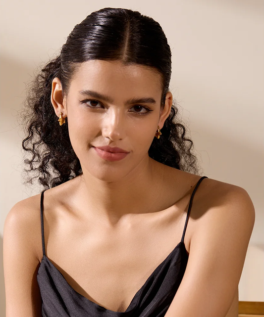 Small star hollow hoop fashion earrings - product image