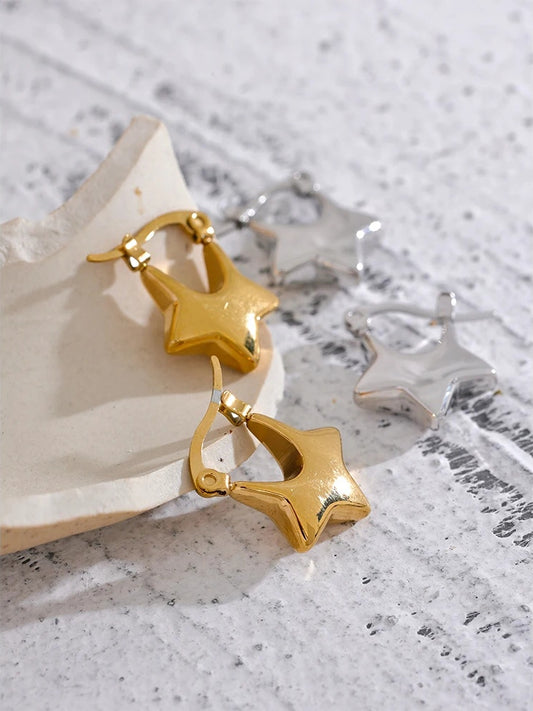Small star hollow hoop fashion earrings - product image