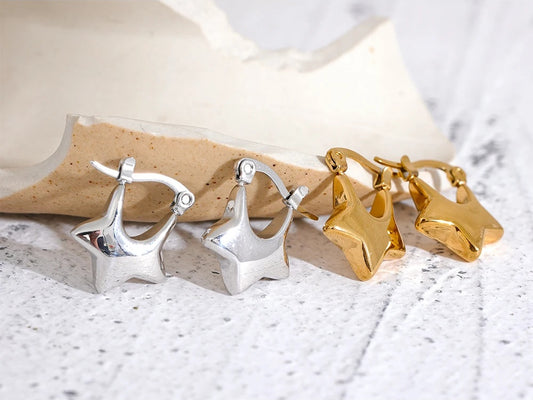 Small star hollow hoop fashion earrings - product image