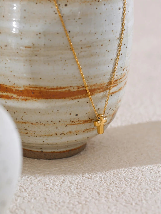 Small waterproof cross charm pendant necklace - product image