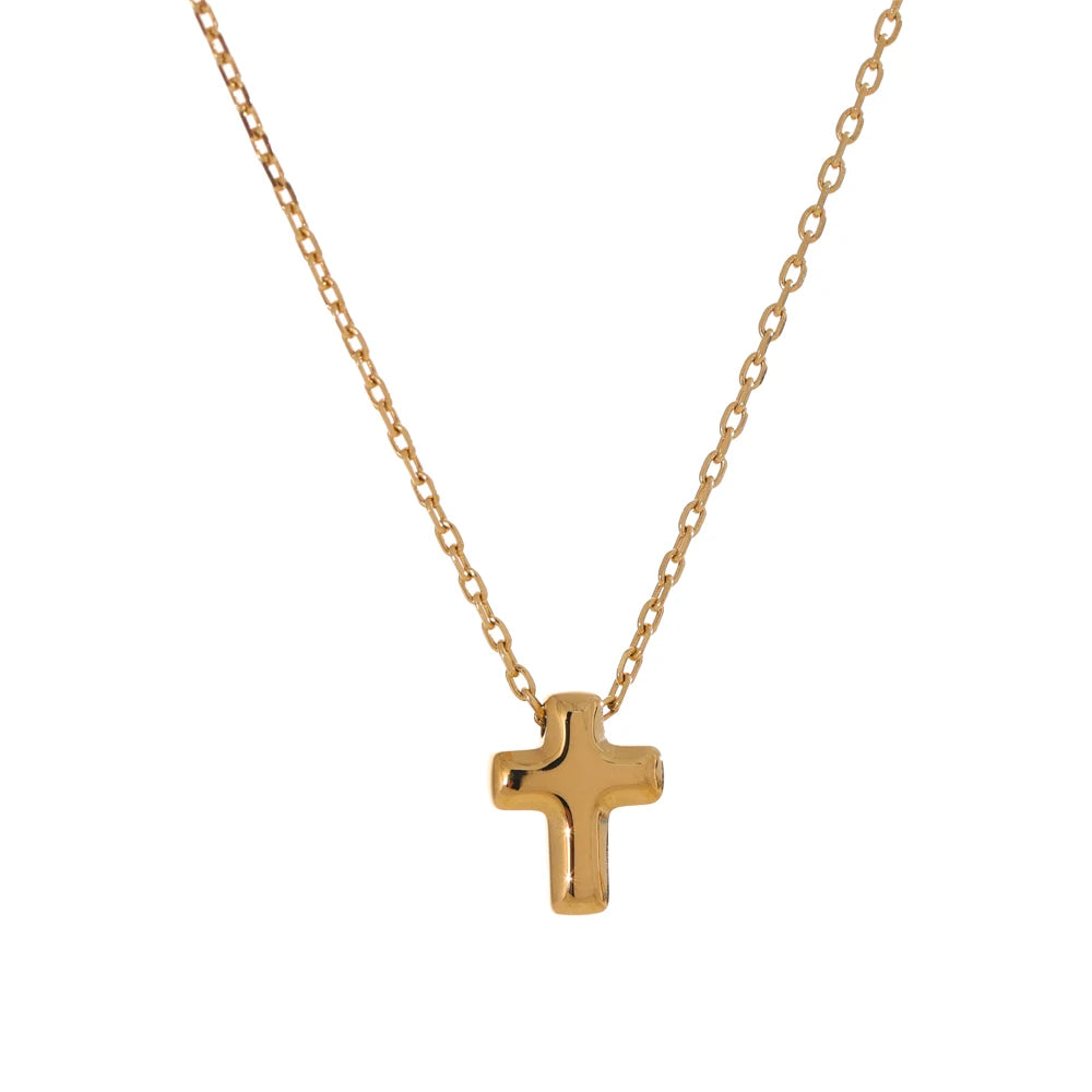 Small waterproof cross charm pendant necklace - product image