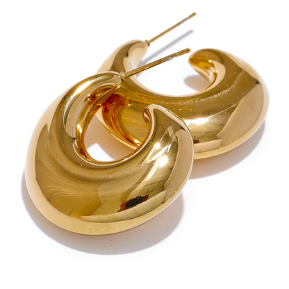 Smooth c-shape chunky fashion hoop earrings - product image
