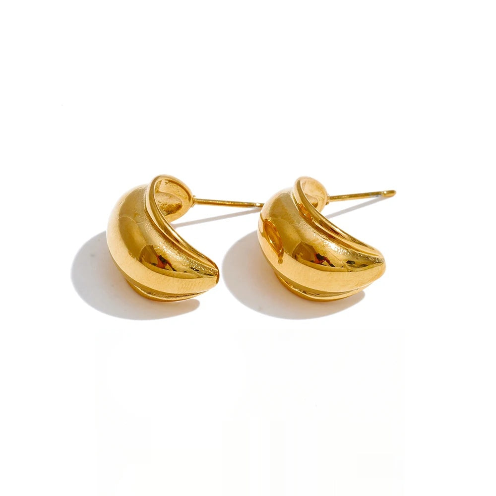 Smooth c-shape huggie daily hoop earrings - product image