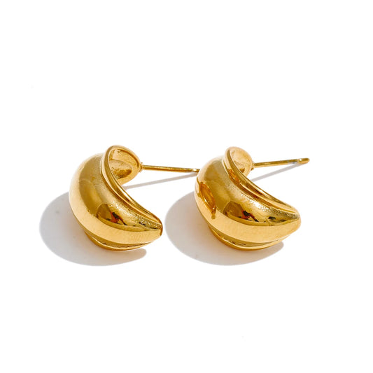 Smooth c-shape huggie daily hoop earrings - product image