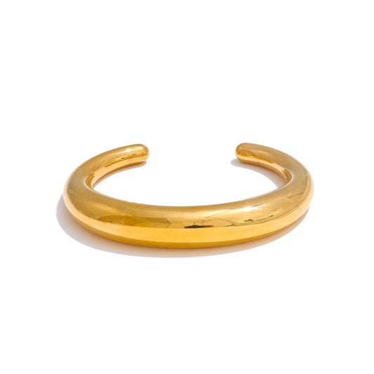 Smooth chunky open minimalist cuff bracelet - product image