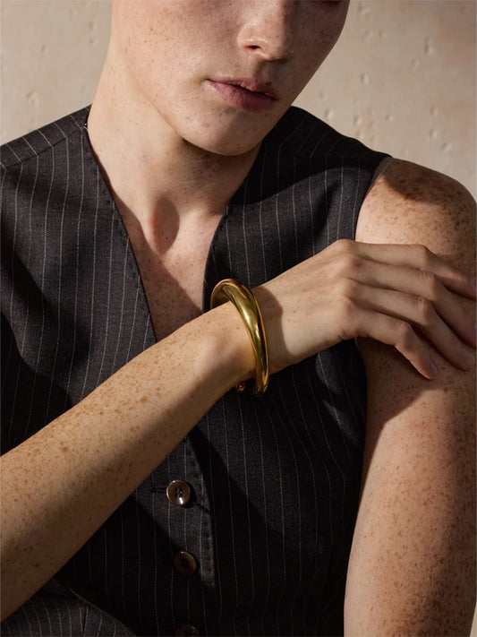 Smooth chunky open minimalist cuff bracelet - product image