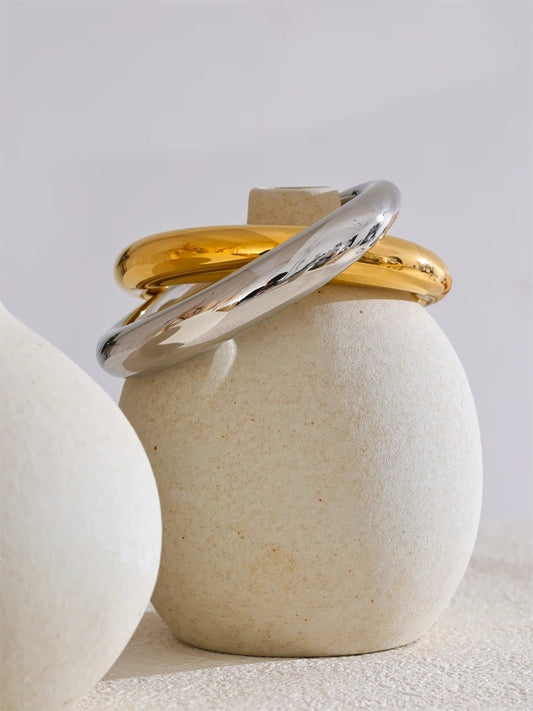 Smooth chunky open minimalist cuff bracelet - product image
