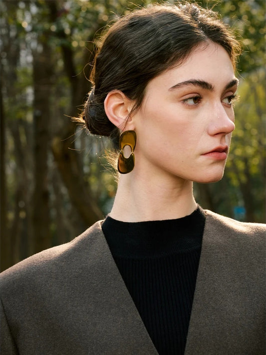 Smooth handmade polished drop dangle earrings - product image