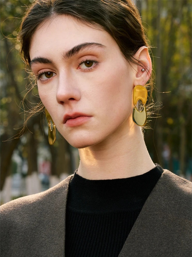 Smooth handmade polished drop dangle earrings - product image
