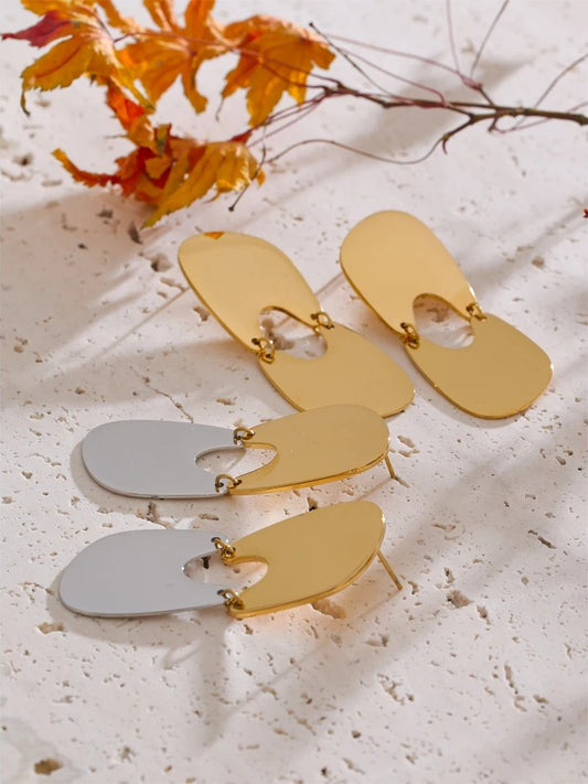 Smooth handmade polished drop dangle earrings - product image