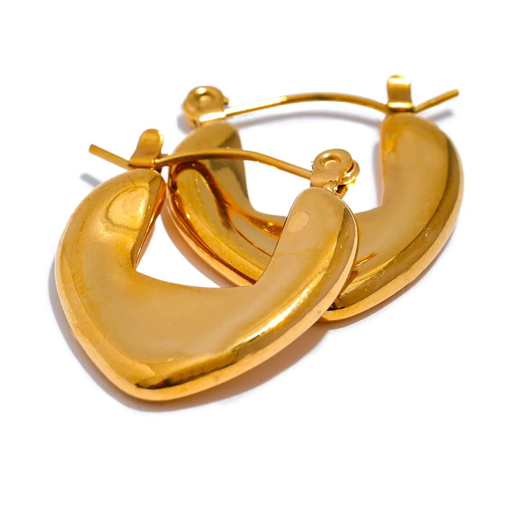Smooth heart love chic hoop earrings - product image