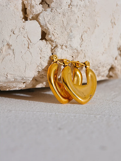 Smooth heart love chic hoop earrings - product image