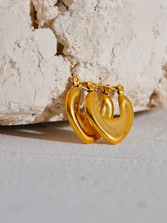 Smooth heart love chic hoop earrings - product image