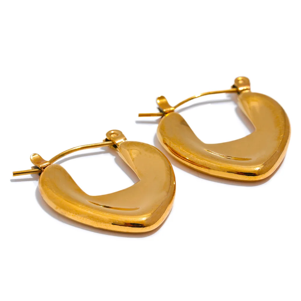 Smooth heart love chic hoop earrings - product image