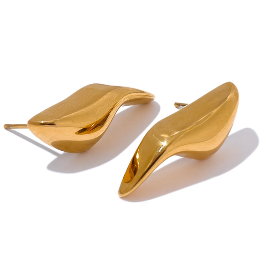 Smooth irregular minimalist metal stud earrings - product image