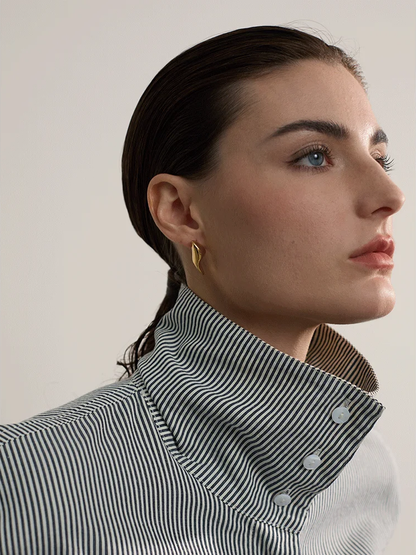 Smooth irregular minimalist metal stud earrings - product image