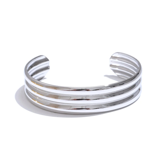 Smooth layered textured water resistant cuff women bracelet - product image