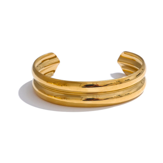 Smooth layered textured water resistant cuff women bracelet - product image