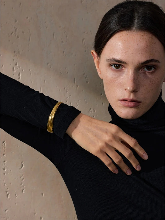 Smooth layered textured water resistant cuff women bracelet - product image