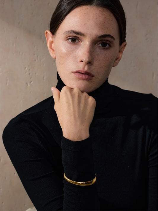 Smooth layered textured water resistant cuff women bracelet - product image